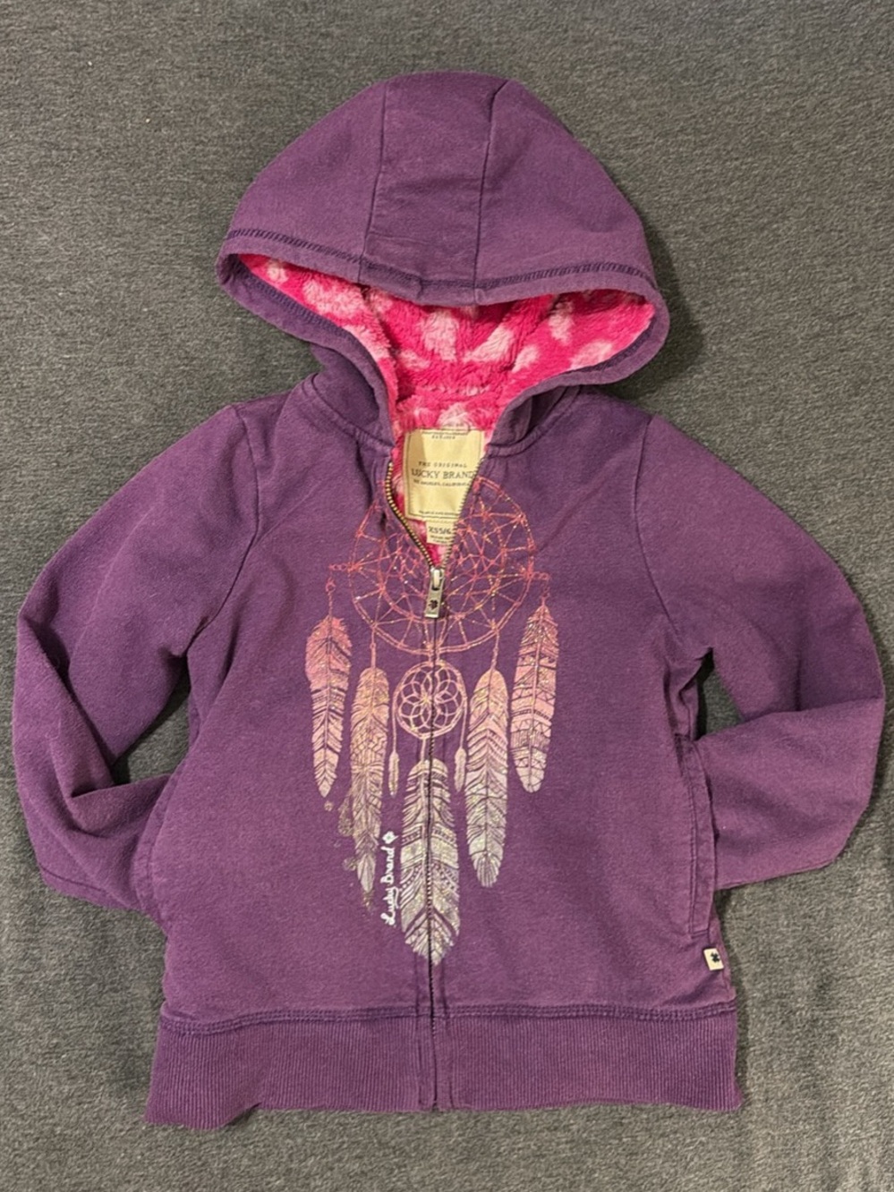 Lucky Brand Girls Purple Dreamcatcher Hoodie Jacket